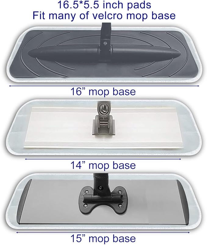 Microfiber Mop Replacement Pads- 16.5''x5.5'' Wet Dry Floor Cleaning Pad Compatible with Bona Floor Care System, Reusable Mop Pad Refills Fit 14” to 16” Flat Mop - 6 Pack
