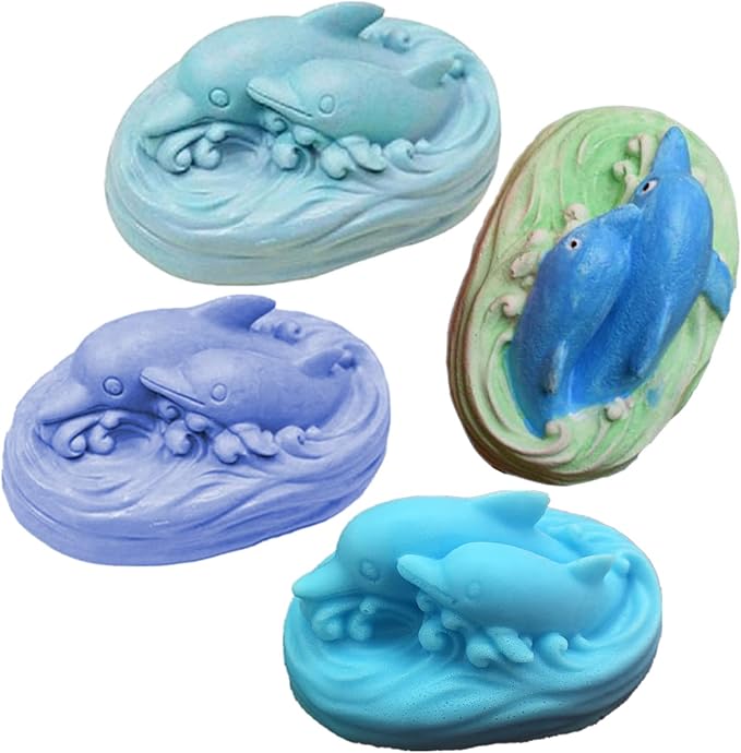 Silicone molds Dolphin, Dolphins Family Craft Art Silicone Soap Mold, Animal Craft Molds Fondant Cake Baking Mould DIY Handmade Soap Molds