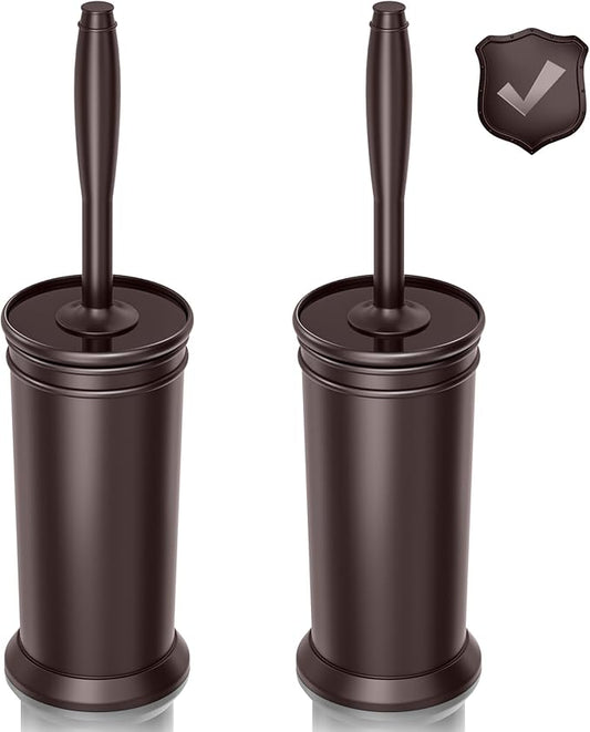 UPTRONIC Toilet Brush, 2 PCS Aluminum Alloy Toilet Brush and Holder Set with Extra Long Handle Durable Bristles Toilet Bowl Brush and Covered Holder for Toilet Scrubber for Bathroom Cleaning