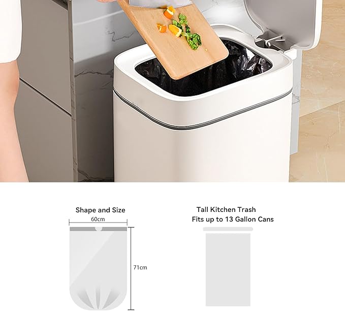 10 Gallon Trash Bag Drawstring, Pack of 26, Garbage Bags, 60x71cm, 13g/pcs, Unscented, White