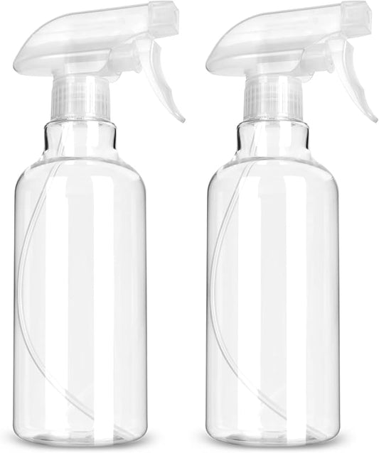 Plastic Spray Bottles - Empty Spray Bottles for Cleaning,16.9oz/2Pack,Mist/Stream Spray Bottle for Plants, Pet, Hair - (Clear, 16.9oz)