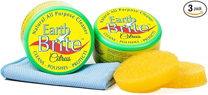 All Natural Multipurpose Cleaner for Bathroom, Floor, Kitchen and More | 300g Citrus Natural Clay Tub + Sponge (2-Pack) Includes Bonus Diamond Towel Cleaning Supplies Kit