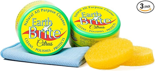 All Natural Multipurpose Cleaner for Bathroom, Floor, Kitchen and More | 300g Citrus Natural Clay Tub + Sponge (2-Pack) Includes Bonus Diamond Towel Cleaning Supplies Kit