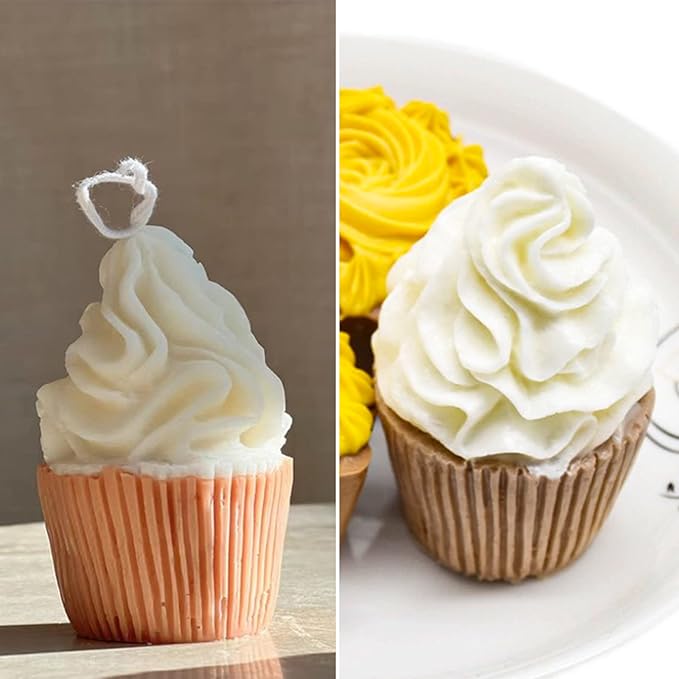 Wehous 2PCS Silicone Candle Mold, Cupcake Shape Soap Mold Resin Candle Mold for Epoxy Casting 3D Cute Ice Cream Chocolate Fondant Cake Mould for DIY Dessert Candle Soap Wax Resin Clay Craft Home Decor