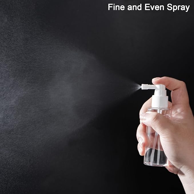 Yebeauty 2oz/60ml Portable Spray Bottles Small Plastic Empty Fine Mist with Tight Cap and Long Mouth Clear TSA Approved Travel Size Spray Atomizer for Plants Perfumes Cleaning Mouthwash, 4 Pack