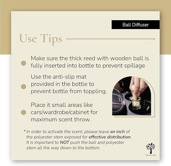 PRISTINE Japanese Ryokan/Inspired by Shang Hotel Ball Diffuser for Wardrobe | Fresh Lavender, Moroccan Amber Mini Diffuser Decor | Air Freshener for Closets