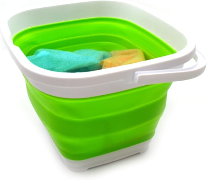 SAMMART 11L (2.9 Gallon) Collapsible Rectangular Handy Bucket (1, Green)