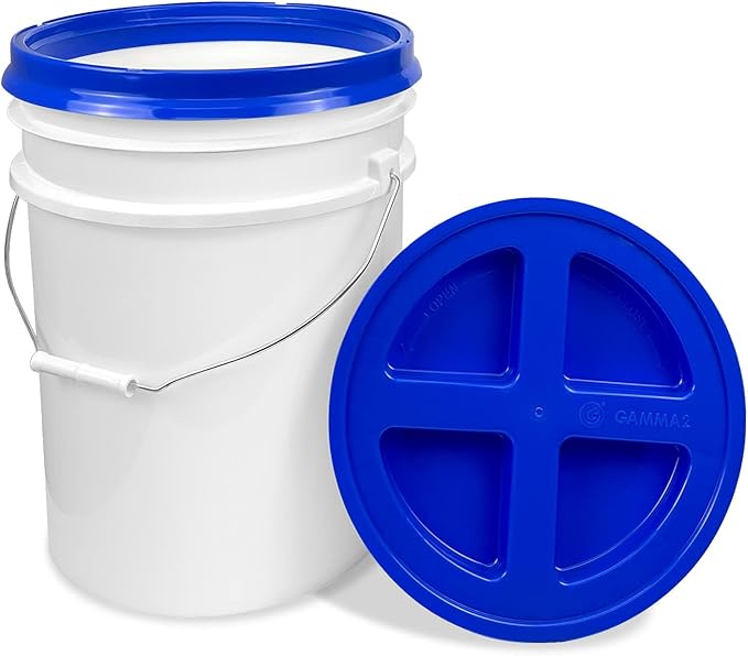 ePackageSupply 5 Gallon White Bucket with Gamma Seal Screw on Airtight Lid | Made in USA | Food Grade | Heavy-Duty | Durable 90 Mil All Purpose Pail | Easy Stack and Store | BPA Free (6 Count), White