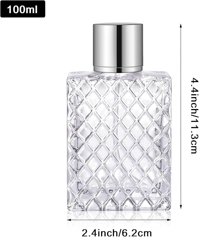 Vintage Glass Spray Bottle - Refillable Perfume Atomizer, Empty Perfume Bottles with 3 Dispensers (100ml/3.4 Oz)
