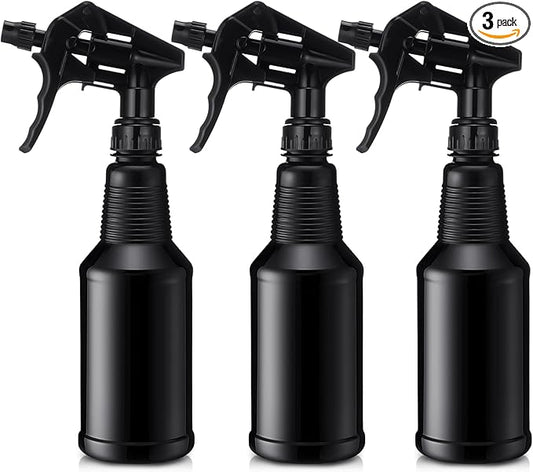 Honeydak 3 Pack Plastic Spray Bottles Black 17 oz Heavy Duty Opaque Spray Bottles UV Light Blocking Refillable Reusable Leak-proof Sprayers for Cleaning Solution Kitchen Garden Home Plant