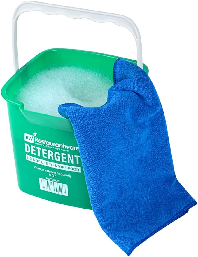 RW Clean 6 Quart Cleaning Bucket, 1 Detergent Square Bucket - With Measurements, Built-In Spout And Handle, Green Plastic Utility Bucket, For Home Or Commercial Use, - Restaurantware