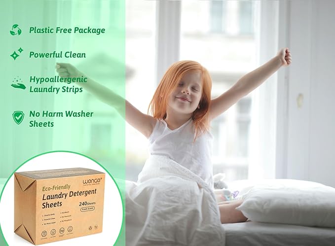 Wenge Laundry Detergent Sheets - Eco-Friendly 240 Count, No Plastic Jug, Liquidless Technology, Hypoallergenic for Home, Dorm, Travel, Camping - Hand Washing, Clean, No Mess, Fresh Scent