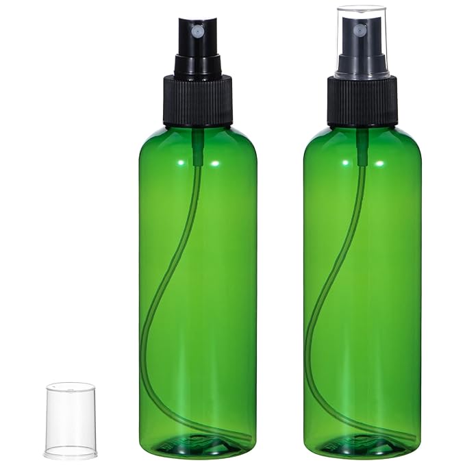 Yebeauty Spray Bottles for Essential Oils, 6.8oz Refillable Plastic Misting Spray Bottle Empty Atomizer Fine Mist Spray Bottle for Beauty Products Cleaning, 2 Pack Green