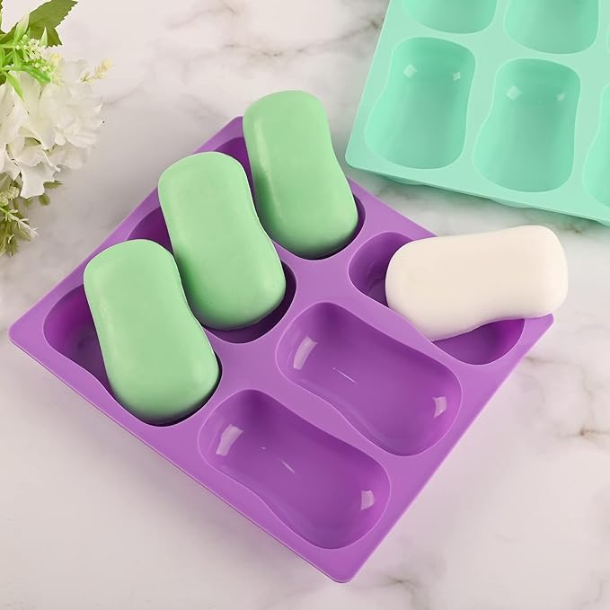 Sakolla 2 Pack 6 Cavity DIY Silicone Soap Molds Classical Handmade Silicone Molds for Bath Bombs, Craft Soap Making Supplies