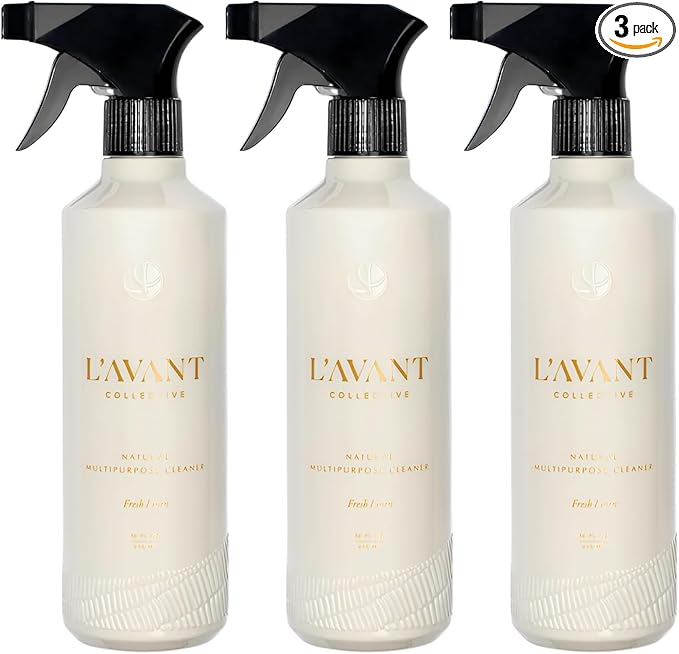 L'AVANT Collective Multipurpose Surface Cleaner Set of 3 | Provides a Powerful Clean to Remove Grease & Grime | High Performing Luxurious Ingredients Fresh Linen Scent Kitchen Home Decor Hostess Gifts
