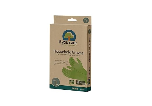 If You Care Latex Gloves, Large – 1 Pair (Pack of 1) – For Gardening, Dishwashing, Cleaning Kitchen and Bathroom – 100% Cotton Lined, Reusable for Women and Men, Green