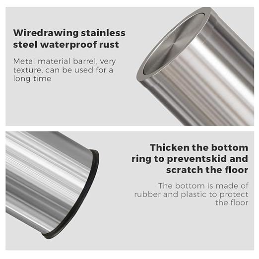 4.8GAL Tall Stainless Steel Trash Can,Bathroom Trash can with lid, Silver Trash Can with Flipping Lid, Garbage cans for Kitchen，Living Room,Dental Office，Hotel,Guest Room(4.7gal-Silver)