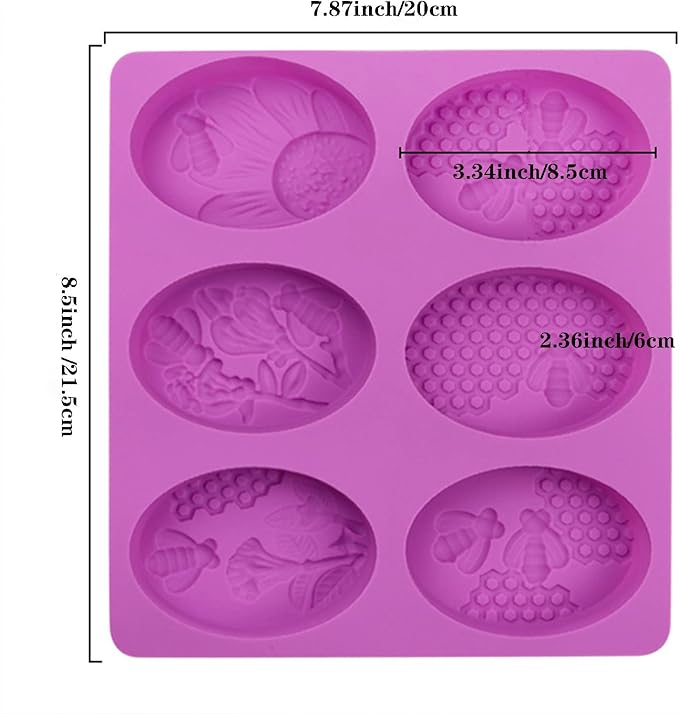 3D Bee Soap Molds 2pcs 6 Cavities Honeybee Silicone Soap Molds Honeycomb Soap Mold for Homemade Craft Soap