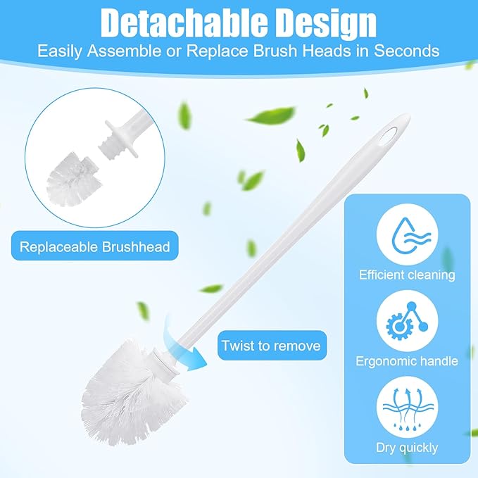 JIEYAO 15 Pcs Heavy Duty Toilet Brush, 14.2 Inch Commercial Toilet Bowl Brush White Long Scrubber Cleaning Scrub with PP Handle Nylon Bristles for Bathroom Household Cleaning
