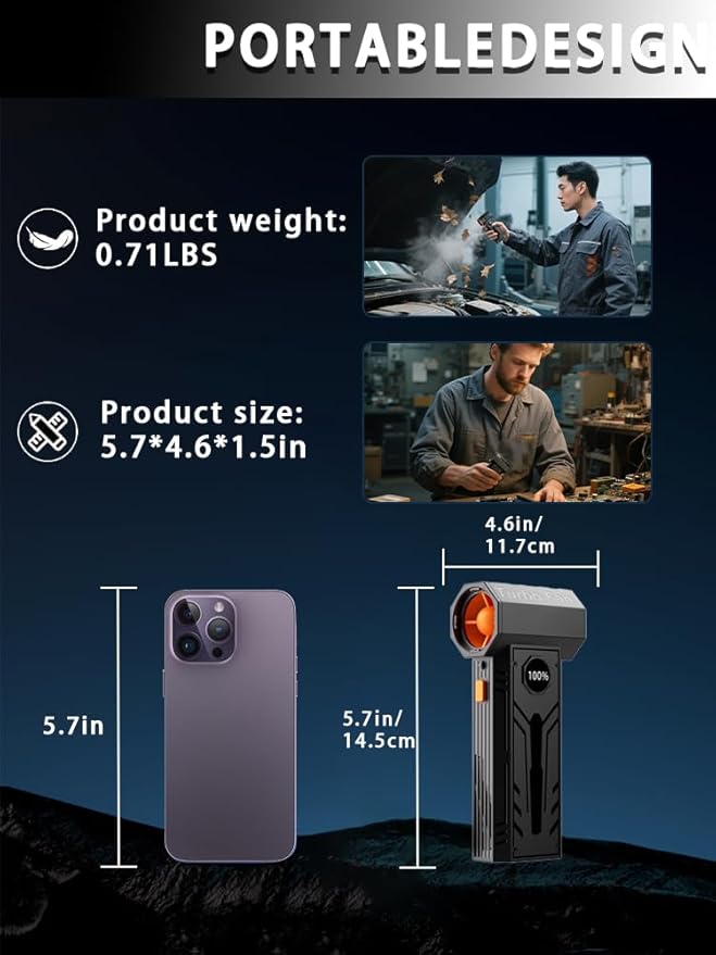 Electric Air Duster - 130,000RPM Ultra Power Cordless Air Duster, 100-Gear Adjustable Mini Blower with Quick Charge for Computers, Keyboards, Houses, Outdoors and Cars