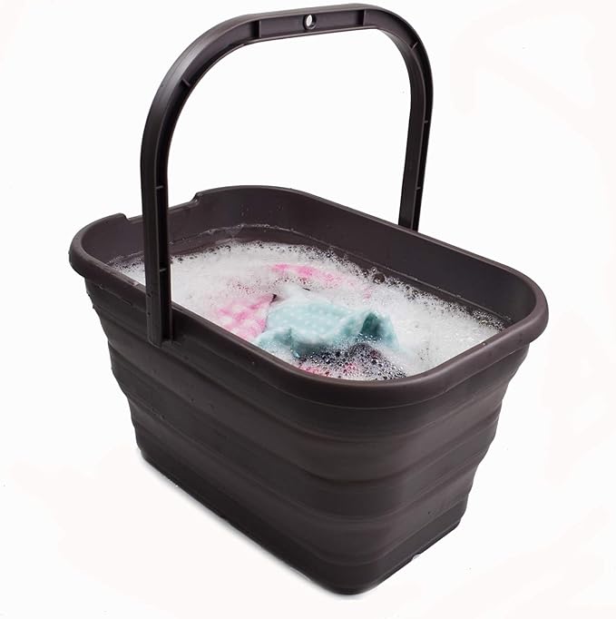 SAMMART 12L (3.17 Gallon) Collapsible Rectangular Handy Bucket (1, Brown)