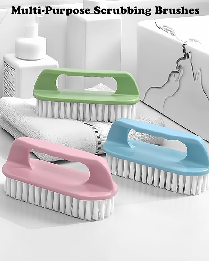 Scrub Brush for Cleaning-3 Pack Scrubbing Brushes Heavy Duty Multi-Purpose Household Cleaning Brush with Stiff Bristles Comfort Grip Scrubber Cleaner Brush for Bathtub Sink Carpet Floor & More