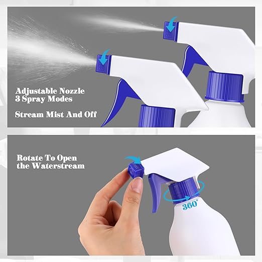 Tanlade 30 Pcs Plastic Spray Bottles 16 oz Leak Proof Squirt Bottle Refillable Empty Spray Water Mist Sprayer with Nozzles for Hair Essential Oil Cleaning Solutions Plants Pets(Blue)