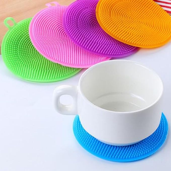 7 PCS Silicone Dish Scrubber, Kitchen Sponges, Silicone Sponge,Dish Brush, Dish sponges, Silicone Sponge Dish Sponges, Kitchen Sponge Double Sided Cleaning Sponges (blue)