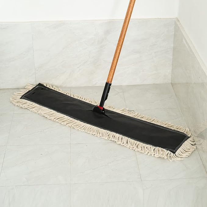 Matthew Cleaning 24'' High Strength Disposable Dust Mop Cotton Cut-end Yarn Mop Replacement Heads for Residential & Commercial Fit Standard Dust Mop Frames, Hardwood, Laminate, Concrete Floors 12Pack