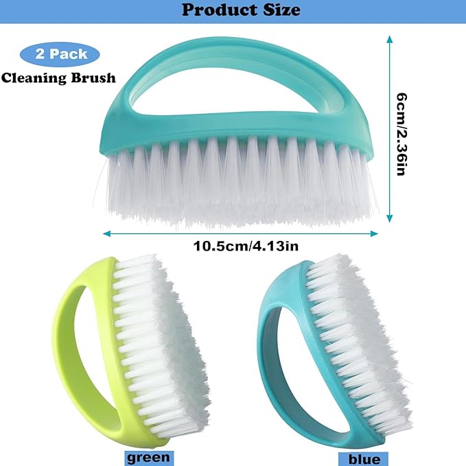 2 Pack Scrubbing Brushes for Cleaning, Heavy Duty Scrub Brush Nylon Stiff Bristles,Scrubber Cleaner Brush for Bathroom,Showe,Sink,Kitchen,Bathtub,Floor,Multi-Purpose Cleaning Brush -Small Size