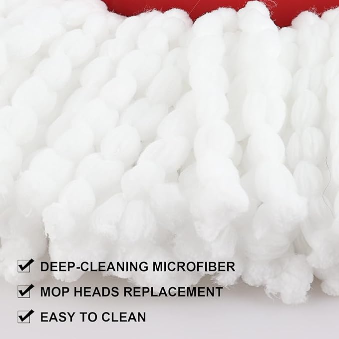 Spin Mop Head Refill for Vileda/Ocedar EasyWring Spin Mops - Rotating Microfiber Triangle Replacement Pads Washable & Reusable fit All Floor - 6 Mops Cloth and 1 Mop Base