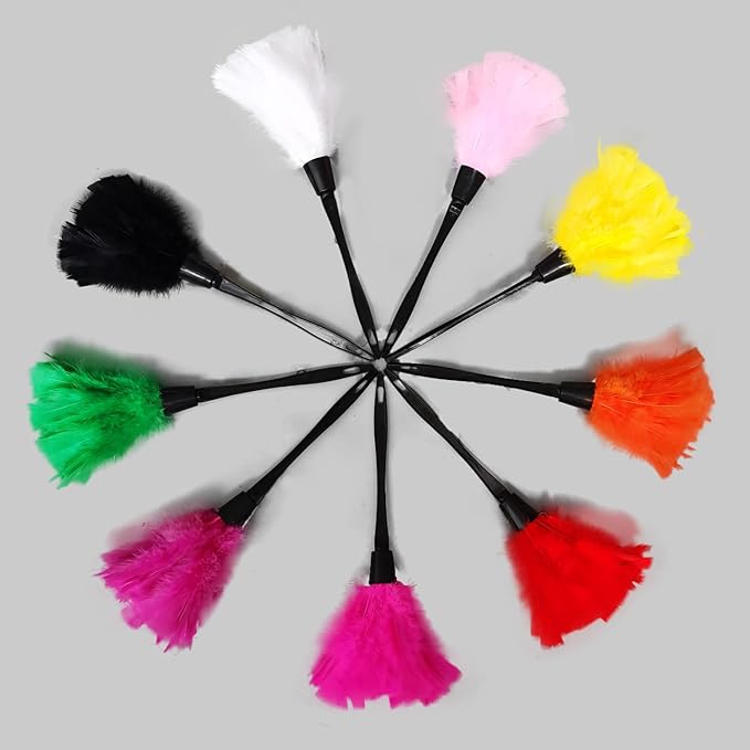 Turkey Feather Dusters for Cleaning Home Blinds Kitchen car Office, Eco-Friendly Reusable （2 pcs Pink）
