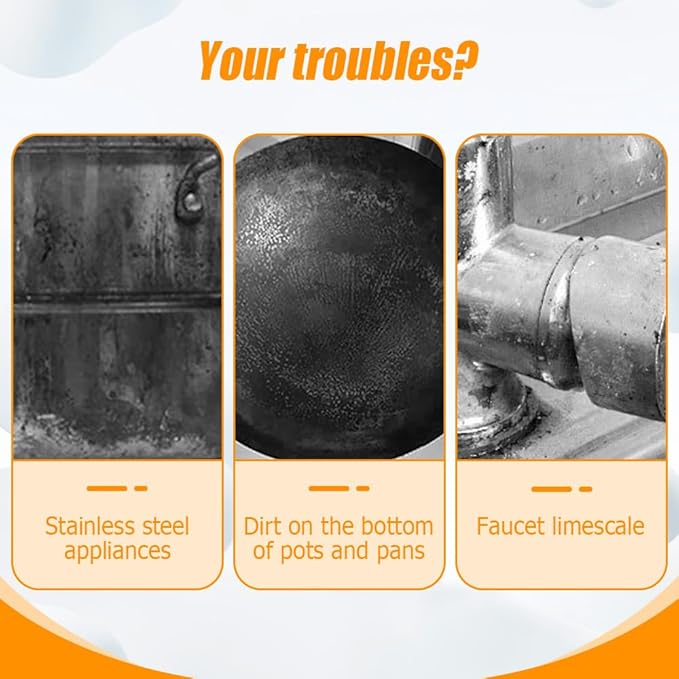 13.4oz Multi-Purpose Coconut Oil Cleaning & Polishing Paste for Kitchen Oil Stains, All-Purpose Household Cleaners Set with Spone, Effective Stainless Steel Cookware Cooktop Cleaner Removes Stains