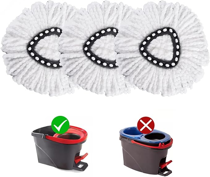 Matthew Cleaning 3Pack White Microfiber Spin Mop Replacement Head Compatible with EasyWring Spin Mop Replace Head-EasyWring High Absorbency,Machine Washable,Microfiber Spin Mop Refills