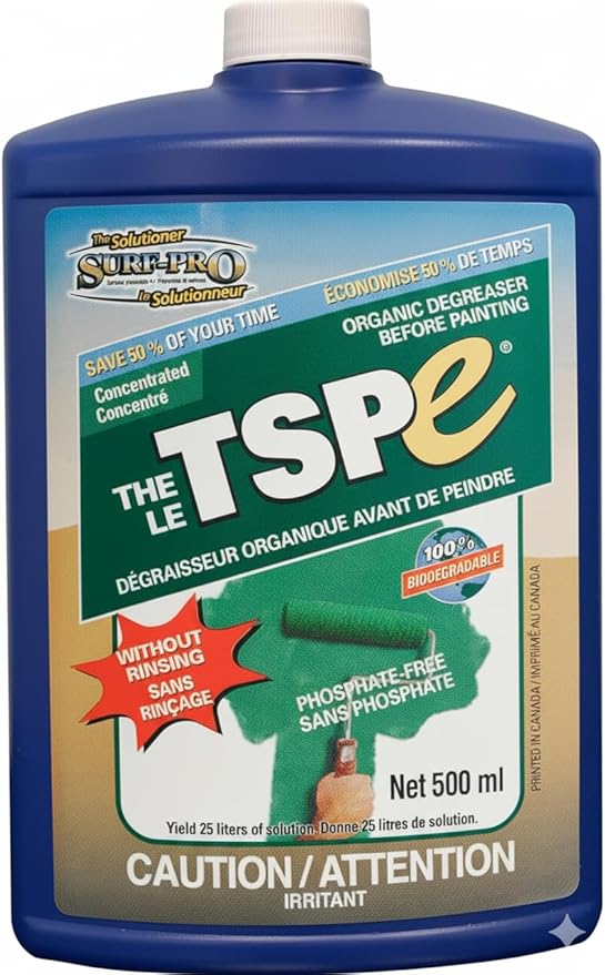 SURF PRO TSP e Organic Degreaser – Phosphate-Free, 500ml Concentrate Makes 6.6 Gal (25L) Solution – Biodegradable Cleaner for Walls, Trim, Siding – No Rinse, Paint Prep