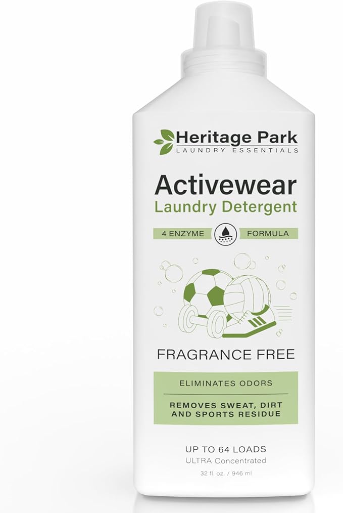 Athletic Sport Active wear Laundry Detergent | 4x Powerful Plant-Based Formula with Cleaning Enzymes for Sport Wash | Fragrance Free Natural Odor & Stain Remover
