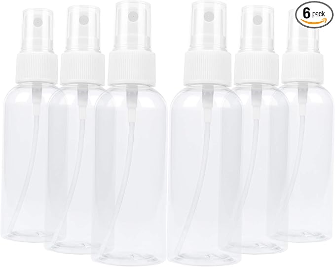 TRENDBOX 6 Pack Empty Transparent Plastic Fine Mist Spray Bottle 60 ml (2 oz)