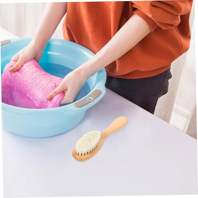 2pcs Laundry Brush for Delicate Fabrics Soft Natural Bristles Removal for Household Reusable Scrubbing Tool