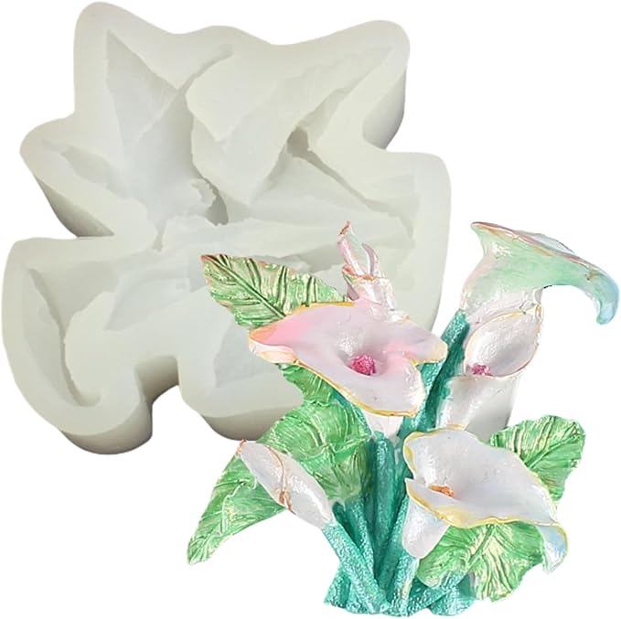 3D Flower Bouquet Candle Soap Silicone Molds Fondant Chocolate Candy Cake Decorating Mould Resin Clay Baking Pastry Tools (Calla Lily)