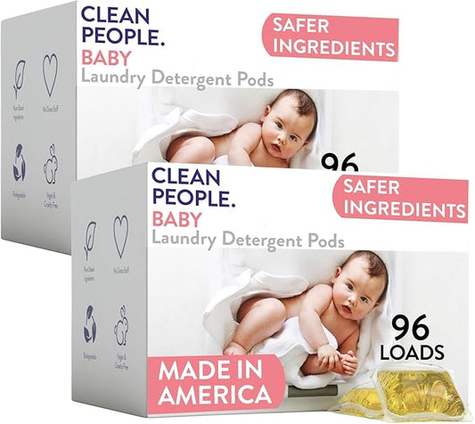The Clean People Laundry Detergent Pods - Recyclable Packaging, Hypoallergenic, Stain Fighting - Ultra Concentrated, Laundry Soap -Baby (Unscented), 192 Pack
