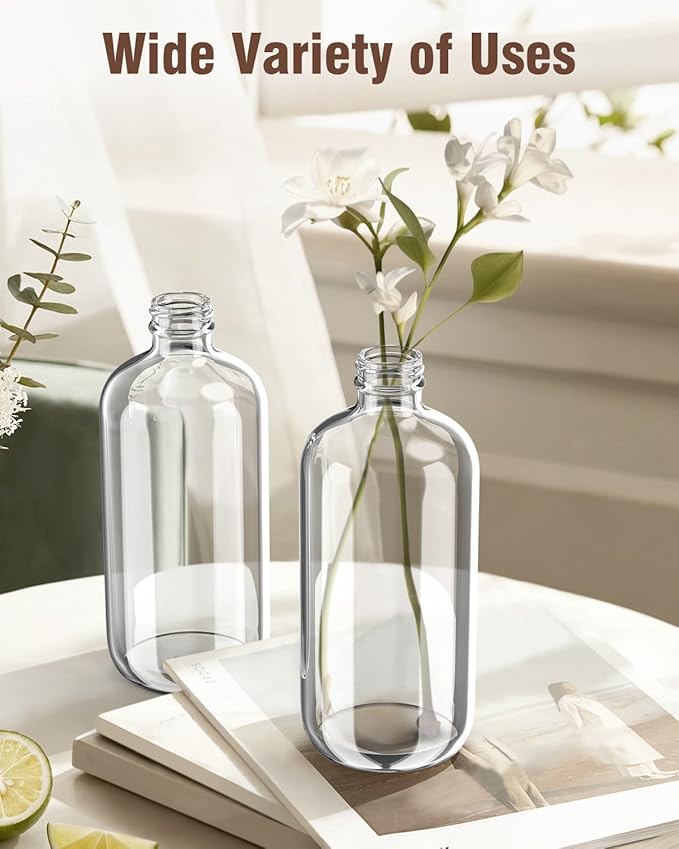 Glass Spray Bottle, Glass Spray Bottle Set & Accessories Refillable for Plants Window Cleaners Aromatherapy Facial Hydration Watering Flowers Hair Care (2 Pack/8 oz) (Transparent)