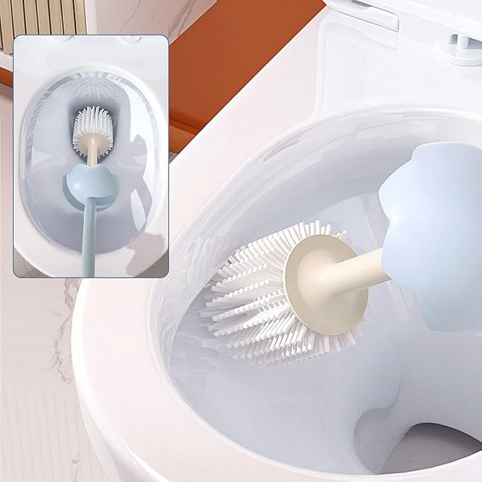 Toilet Brush Dinosaur Shape,Cute Shape Look, TPR Bristles Round Brush, Compact Size Toilet Brushes Floor Standing, 1-Pack