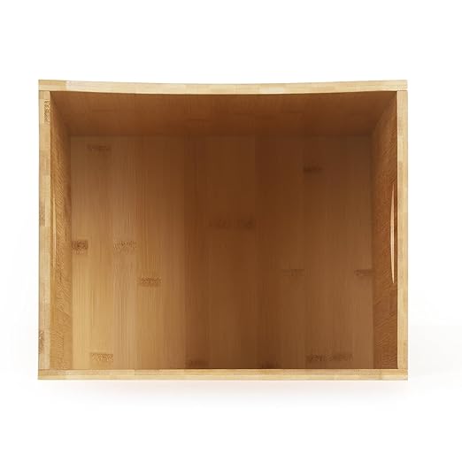 MOOACE Small Wastebaskets, 5 Gallon Trash Can with Handles, Rectangular Waste Baskets Bamboo Garbage Can for Bathroom Kitchen Living Room Office Decorative Under Counter