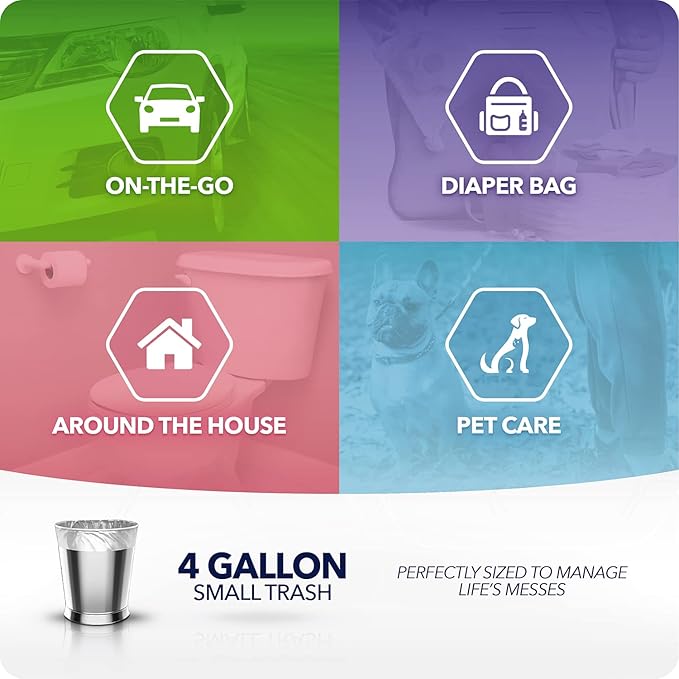 Color Scents Small Trash Bags - 4 Gallon, 60 Bags (1 Pack of 60 Count), Twist Tie - Peach Fuzz in Peach Vanilla Flower Scent with Microban