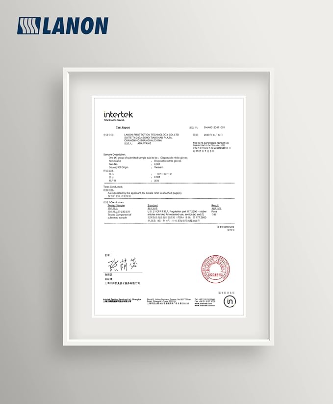 LANON Food Safe White Disposable Nitrile Gloves, Latex-Free, Powder-Free, Textured Fingertips, Cooking, Cleaning, Case, XL