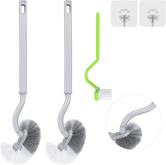 2Pcs Curved Toilet Bowl Brush Without Holder for Bathroom Deep Cleaning, Toilet Brush Durable Under The Rim Household Cleaning Brushes
