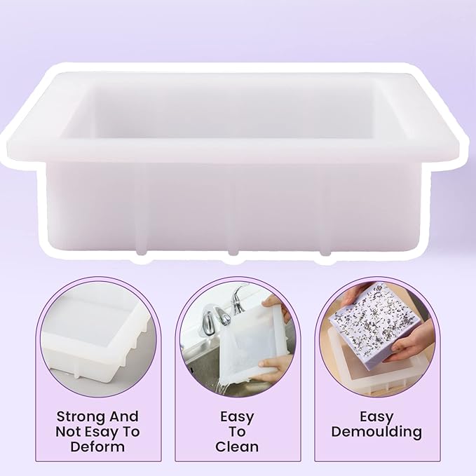 Soap Molds 6 inch Silicone Slab Mold Square DIY Handmade Loaf Mould