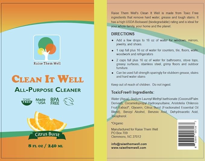 Clean It Well • 8 oz Concentrate – Natural Citrus All-Purpose Cleaner