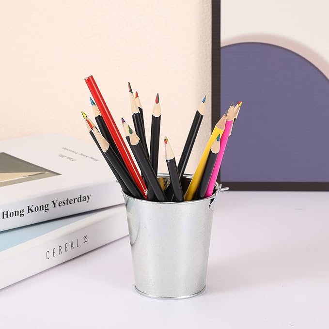 Mini Metal Buckets with Handles Galvanized Buckets 3.15 Inch Mini Container Pails for Metal Tin Plant Holder Pail for Wedding Decoration Party Favor(Silver,28 Pcs)