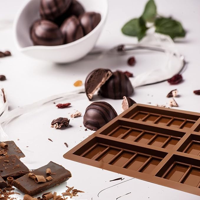 2 Pcs Wax Melt Molds, Rectangle Chocolate Molds, Silicone Chocolate Bar Molds